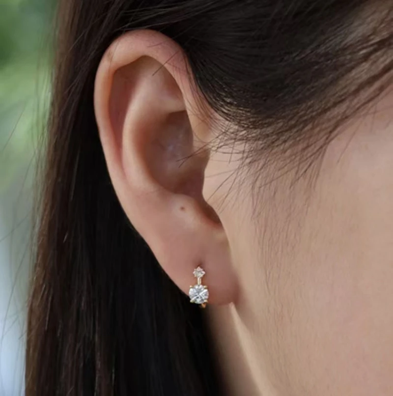 

Jkeli S925 Sterling Silver 14K Gold Plated Mini Universe Single Diamond Elegant Stud Earrings Women Simple Versatile Ear Jewelry