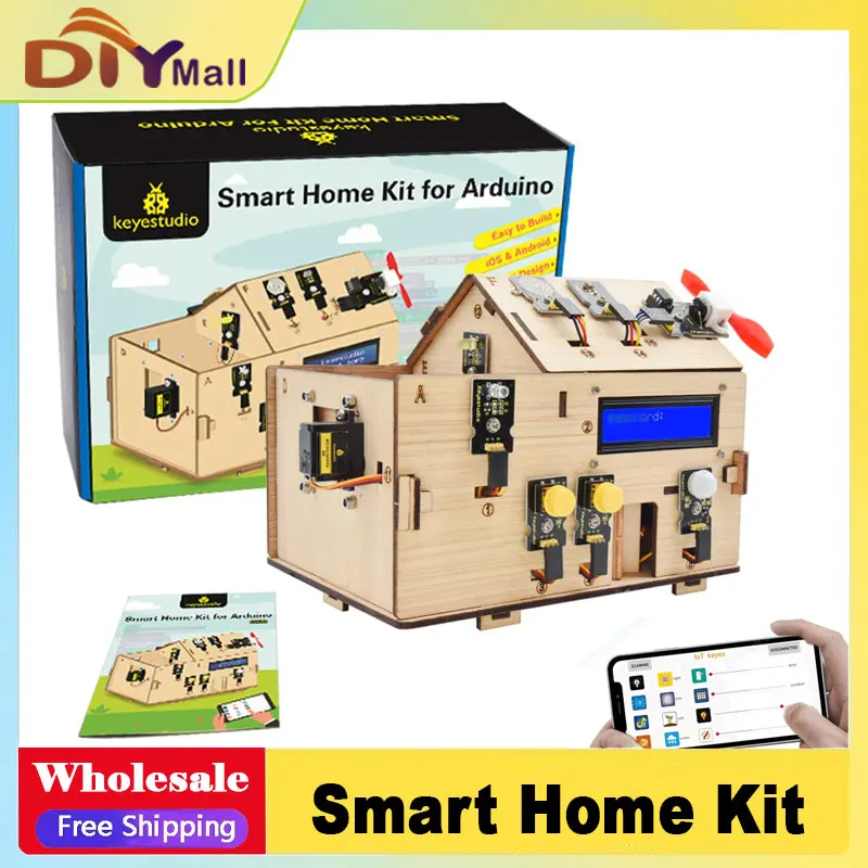 Keyestudio Smart IoT Home Kit مع لوحة PLUS Arduino Starter Kit لمشاريع DIY وبرمجة STEM وأتمتة المنزل