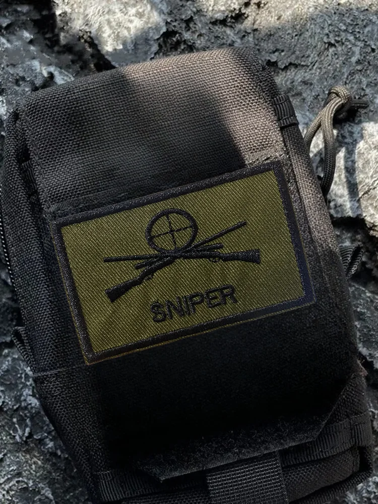 SNIPER Tactical Patches Hook&Loop Embroidery Patch Military Israel Sight Gun Morale Badge Combat Applique Backpack Cloth Sticker