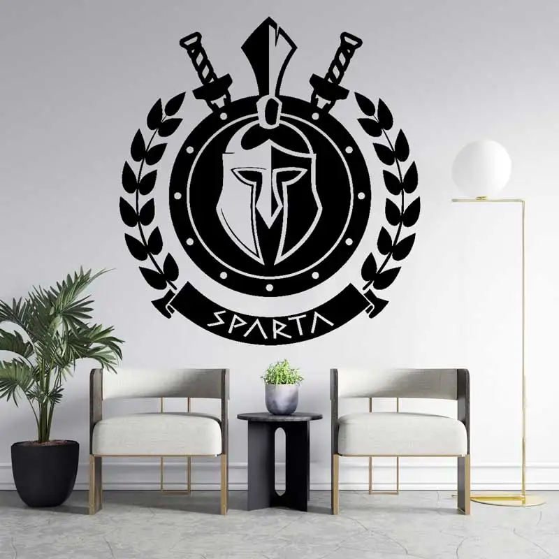 Ancient Greco-Roman Vinyl Wall Stickers Spartan Warrior Helmet Shield Weapon War Home Car Decor Glass Man Cave Vinyl Decal Gift