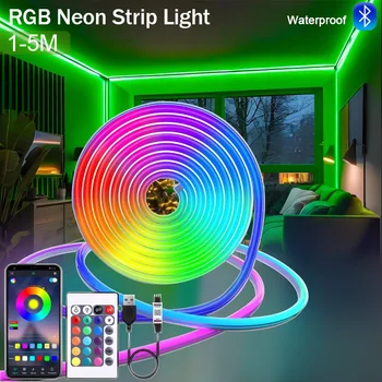 5V RGB Neon Strip Licht 1M 2M 3M 5M USB Waterdichte Flexibele Lint Tape neon Verlichting Met Bluetooth Afstandsbediening Voor Home Decor