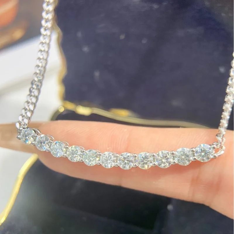 ساتشي الأحجار الكريمة-المويسانيتي قلادة الماس للنساء ، مجوهرات حفلات الزفاف البراقة ، قلادة الفضة GRA S925 ، D VVS1 2.2ct