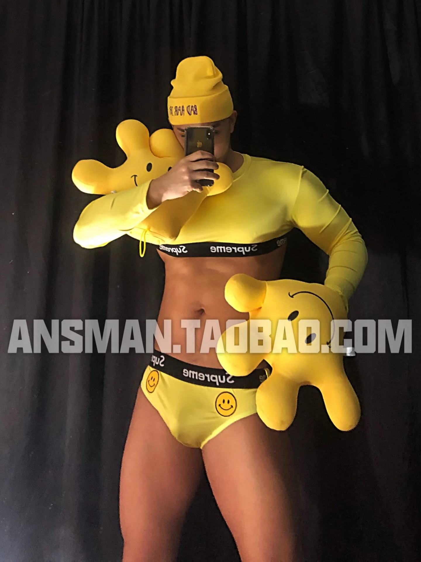 بار حفلة أداء جديد زي بار DS المرحلة مثير Gogo Show DJ الرجال والنساء الأصفر الوجه المبتسم مجموعة العلامة التجارية العصرية