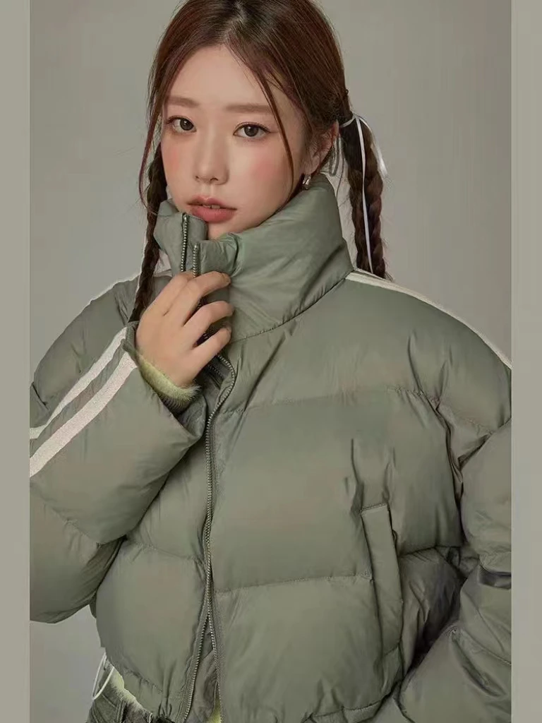 

Хлопковое джетовое женское джето с двойным ребром и воротником-стойкой, свободное хлопковое пальто с наполнителем Thi Warm ort Puffy Bread Sle Faionable