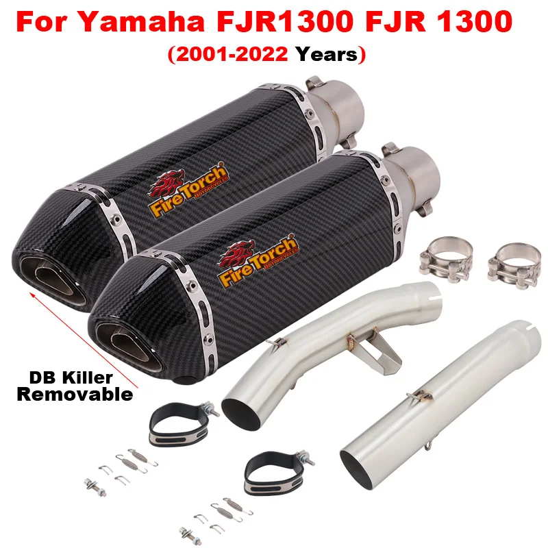 For Yamaha FJR 1300 2001 - 2020 2021 2022 2023 FJR1300 FJR 1300 Escape Moto Motorcycle Exhaust Muffler DB Killer With Mid Pipe