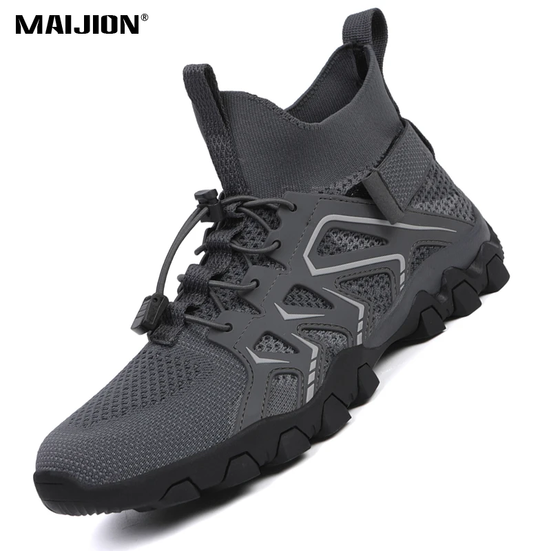 Breathable Mesh Men Hiking Shoes Fashion High Top Casual Sneakers Women Non-slip Outdoor Sport Shoes for Trekking Wading Camping
