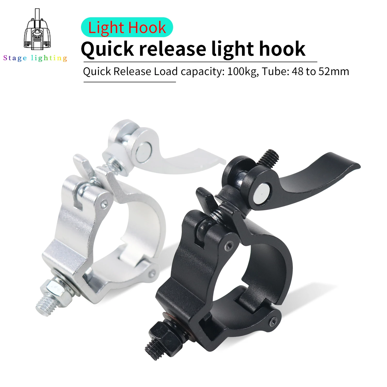 10pcs/lot Alumimun Alloy Stage Lights Clamp Hanger Hooks Bracket Heavy Duty Hook Theatre Lighting 28-32mm 100kg Stage Light Hook