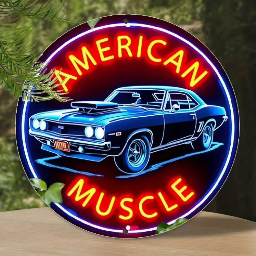 Neon Wall Art of American Muscle Cars: Vintage Charm for Beach House and Bar Interiors, an Ideal Present for Car Lovers