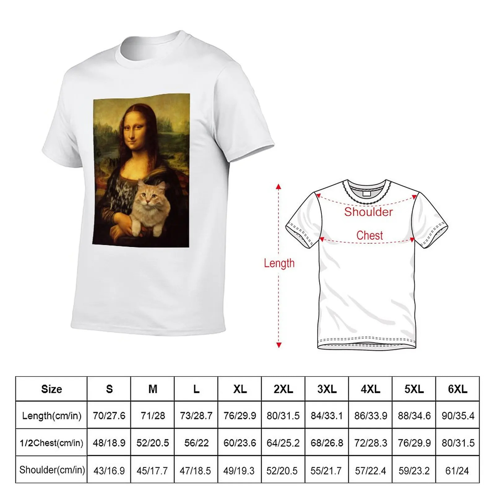 New Mona Lisa Holding a Cat, Covered By Cat Hair (Cat Lover) T-Shirt T-shirt short aesthetic clothes men workout shirt