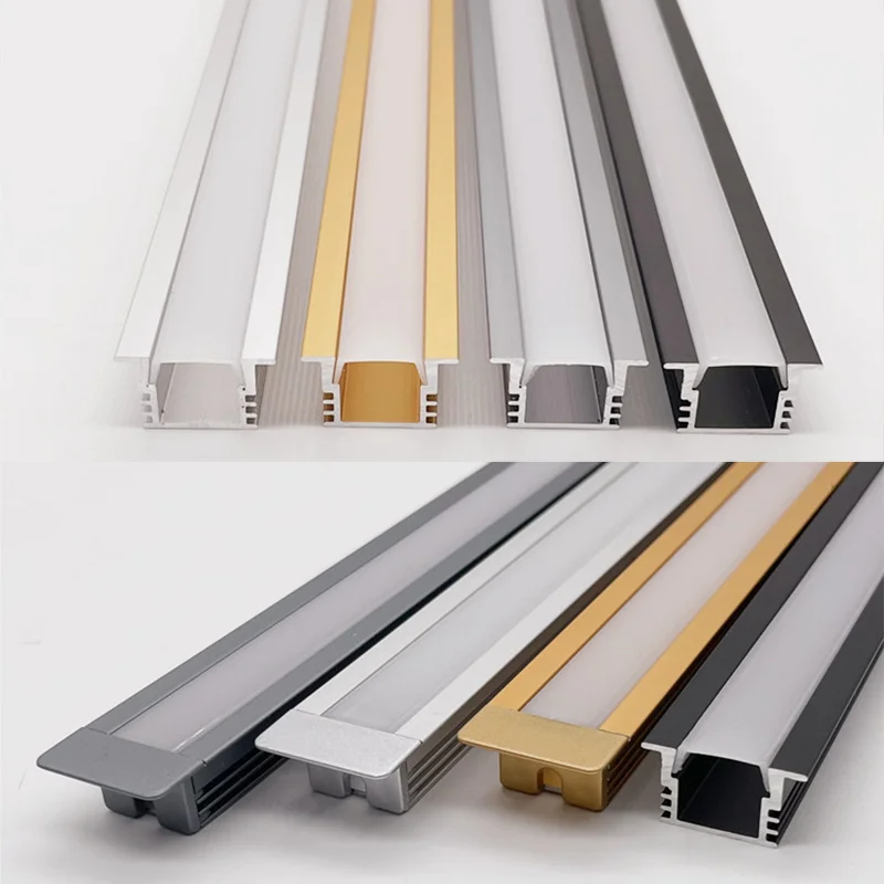 Recessed LED Aluminum Profile PC Diffuser Channel Home Decor Wardrobe Kitchen Cabinet Closet Linear Bar Strip Light 2835 5050