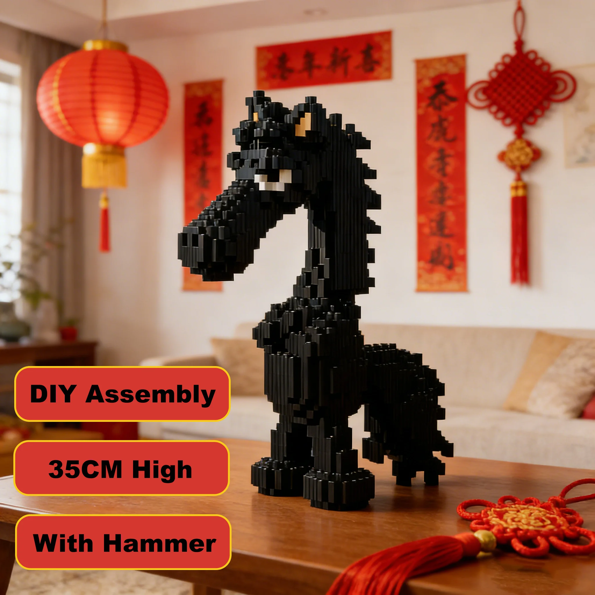 35CM 말 블록 조립식 추상 3D DIY 조립 모델 파티 장식 휴일 선물 우정 선물 창의적인 블록