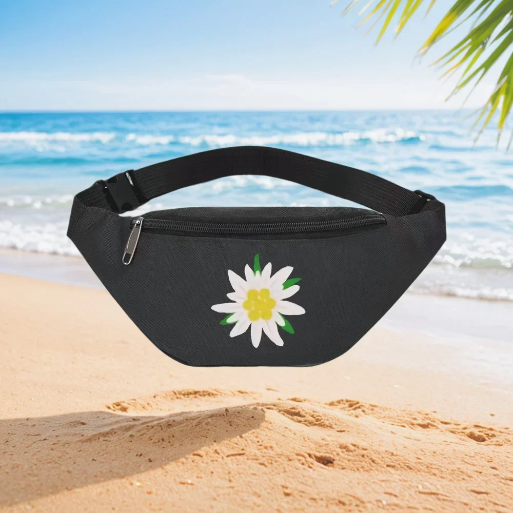 Edelweiss Flower Design Men's Wallet Waist Backpack Crossbody Chest Bag Street Casual Sporty Fashionable Simple Unique Printed D