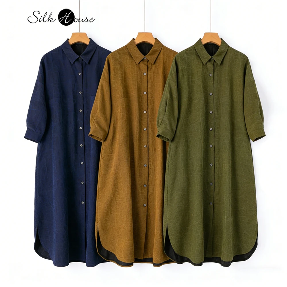 Women's Spring New High-end 100% Natural Mulberry Silk Fragrant Cloud Silk Turtle Crack Retro Square Neck Long Sleeved Dress