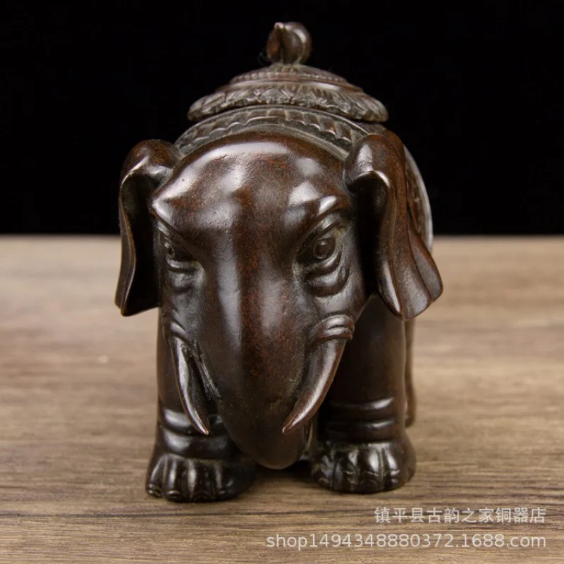 Pure Copper Elephant Ornament Brass Antique Coil Incense Burner Aromatherapy Supplies Home Decoration Orn