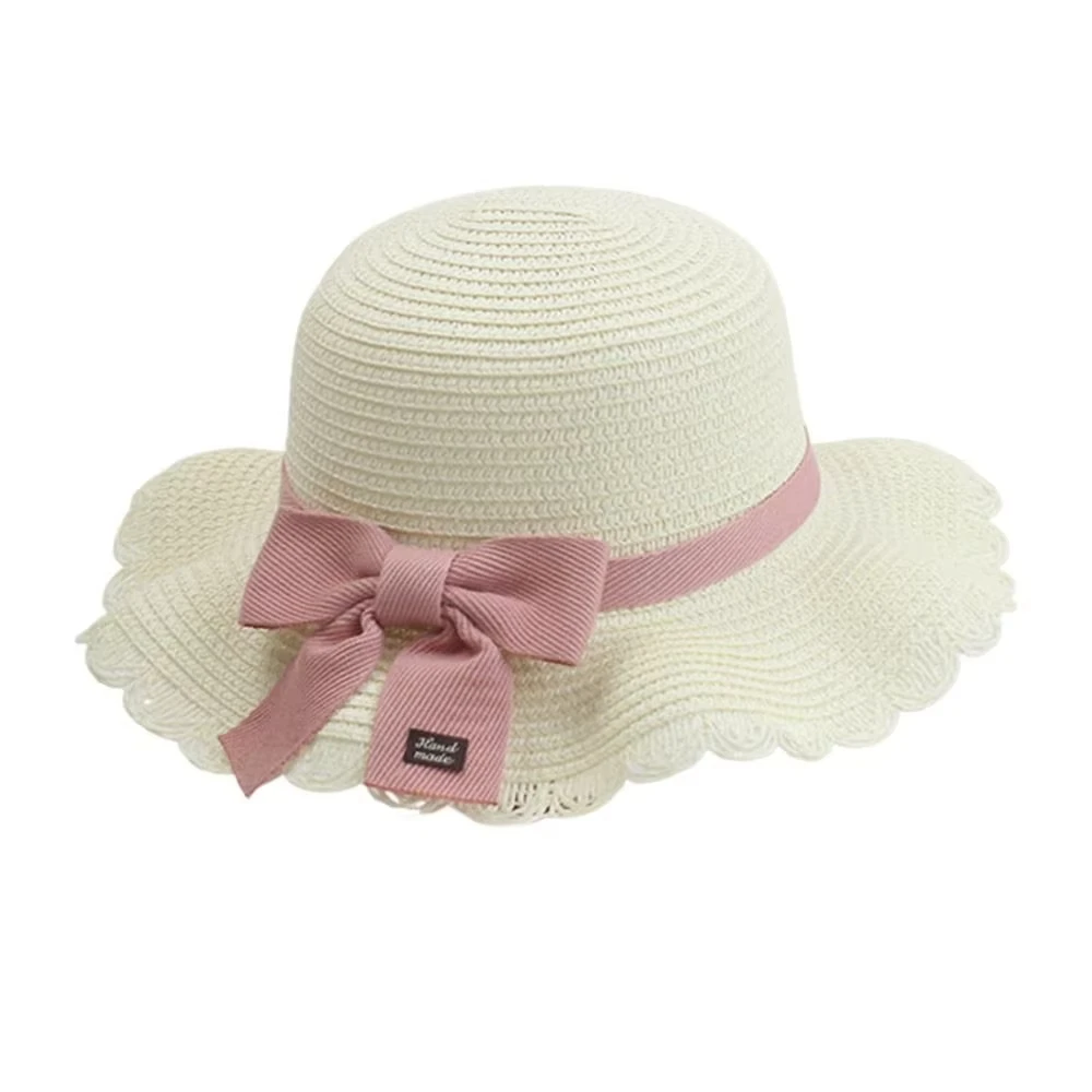 الأطفال الصيف القش قبعة الفتيات قبعة الشاطئ السفر الشمس حماية الشمس صياد قبعة للطفل التحديق عيون Bowknot في الهواء الطلق