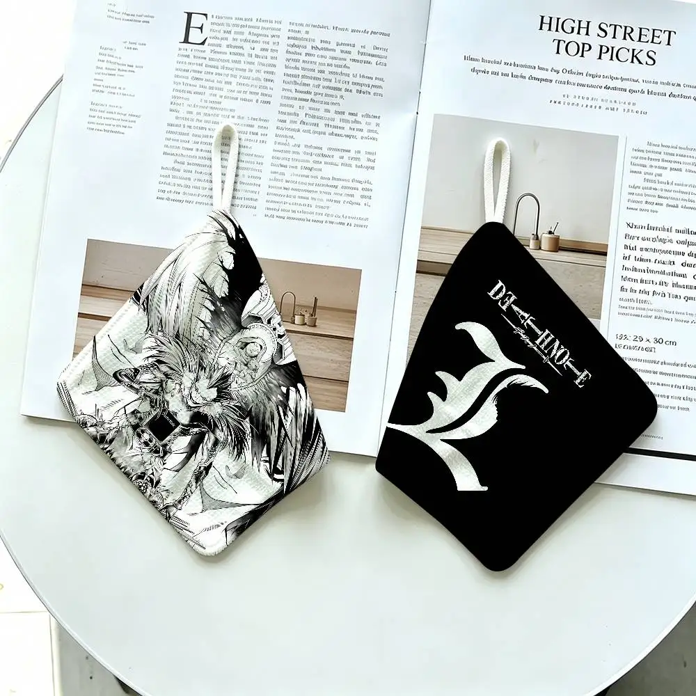 Hot Anime Death Note Polyester Cotton Hanging Kitchen Towel, Skin Friendly Hand Wiping Towel for Hotel Cafe Household