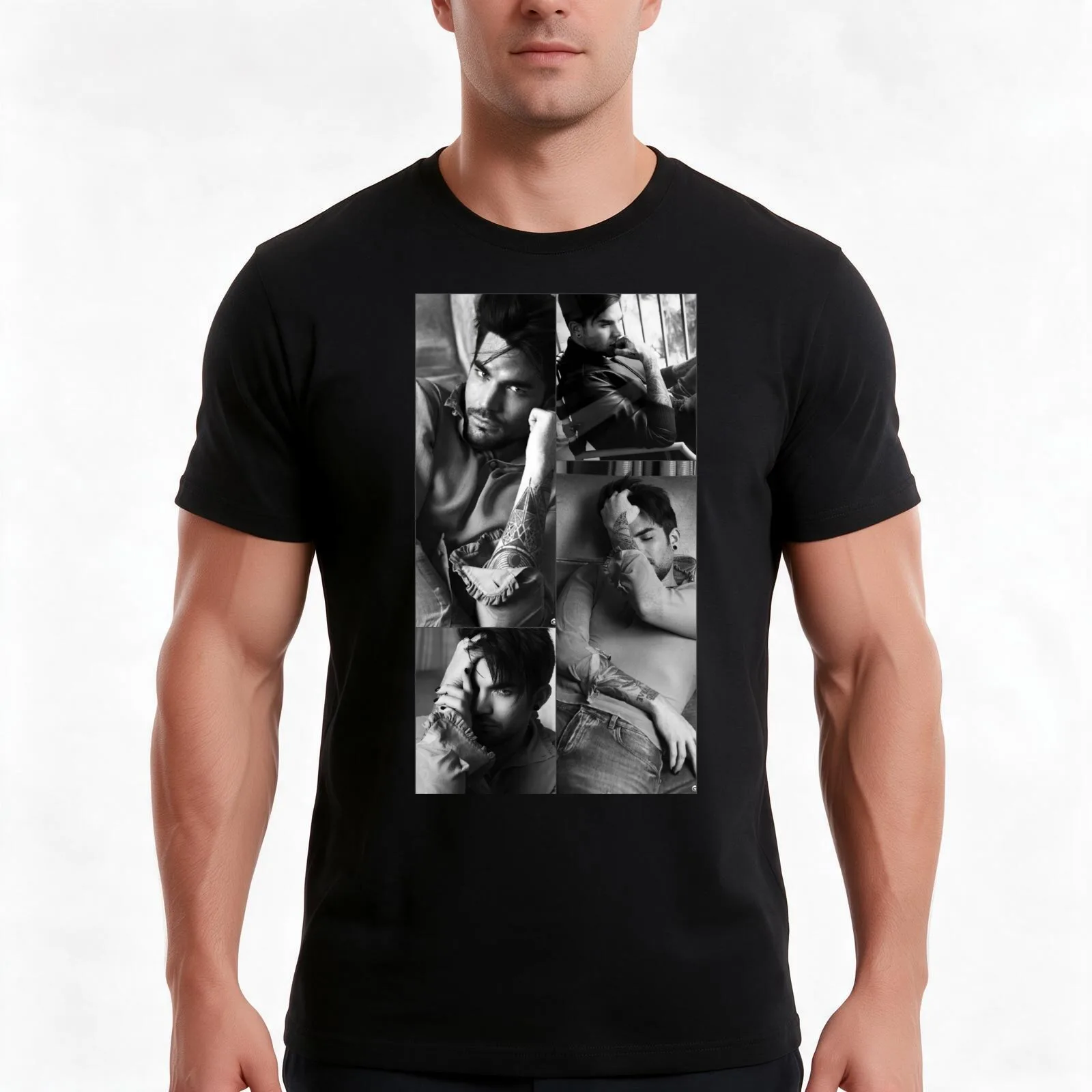 B&W Adam Lambert T-Shirt Summer Casual Cotton Tee Oversized Streetwear Tops Vintage Graphic Print Loose Fit Short Sleeve