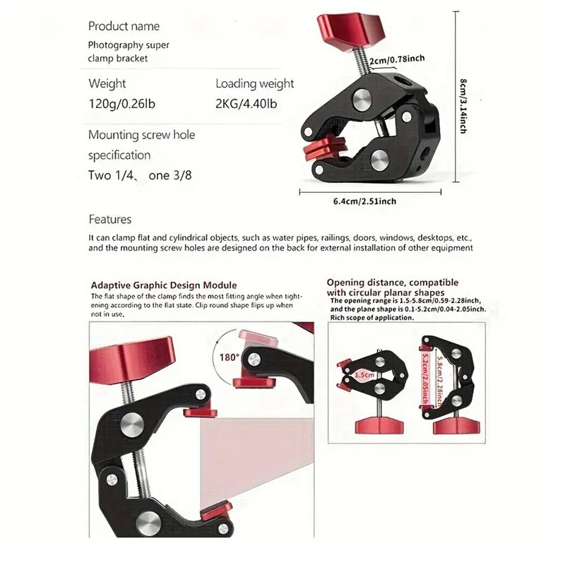 【RECOMENDAR】Magic Articulated Bracket Clamp Three Folding Mechanism For Smartphone Camcorders Action Cameras Wall Mount Tabl