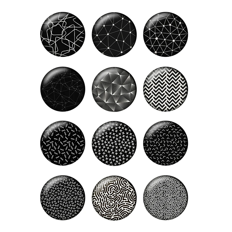 10-25mm Black Abstract Graffiti Background Personalized Pattern Round Photo Glass Cabochon Demo Flat Back Making Findings H064