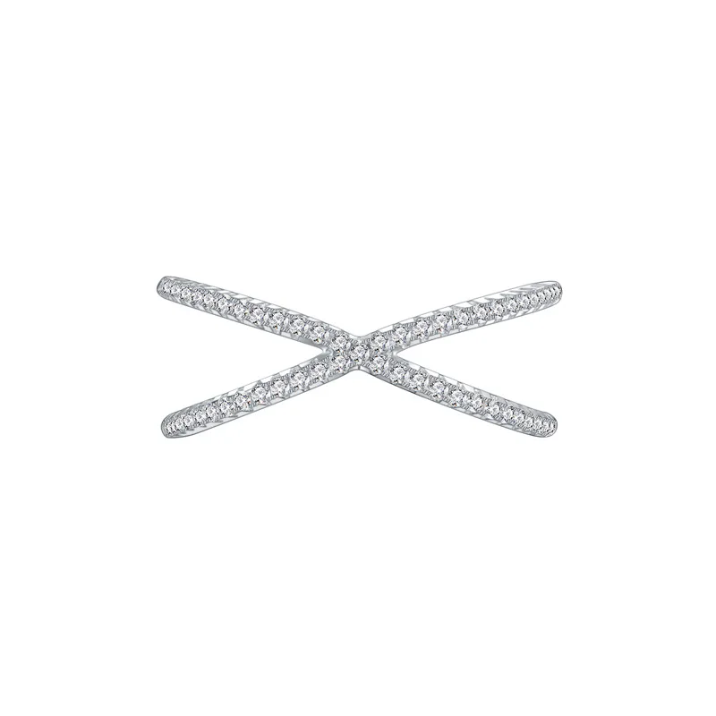 

Women Trendy Wedding Engagement Party Korean New S925 Sterling Silver Simple Cross Design Fine Ring Wholesale