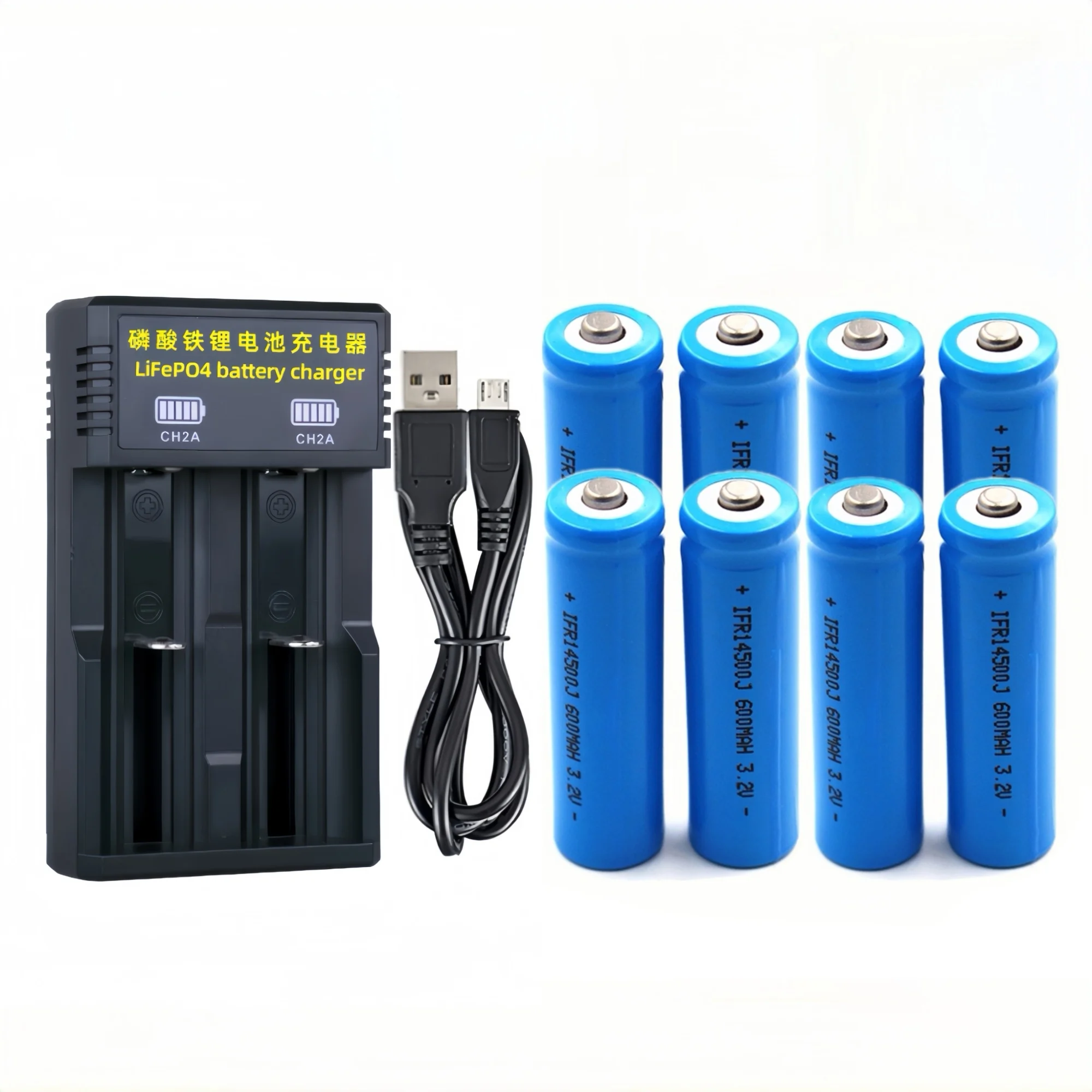 8PCS 14500 LiFePO4 battery 3.2V600mAhLiFepo4 Battery Charger for Shaver Electric toothbrush Microphone Facial cleanser Mouse Toy