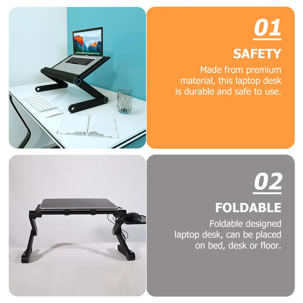 

Складной столик для ноутбука, эргономичный, регулируемый по высоте, для кровати, учебы, с вентиляционными отверстиями, для дома, офиса, общежития, путешествий