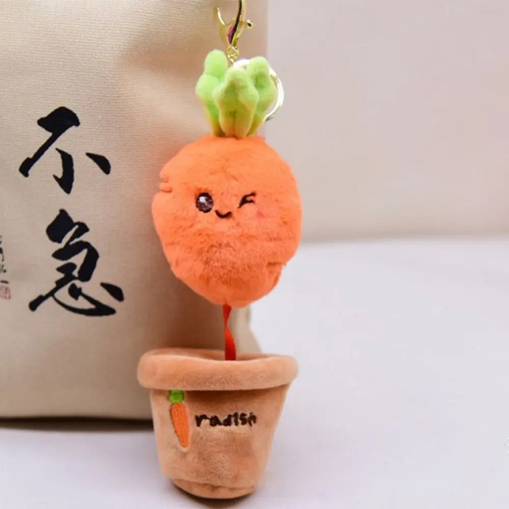 Accessory Hanging Ornament Alloy Potting Plush Toy Korean Style Key Chain Bag Pendant Pulling Out Carrot Key Chain Car Key Ring