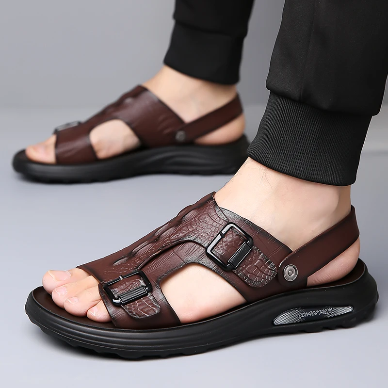 Men's Summer Fashion Beach Shoes Comfortable Anti-slip Slip-On Sandals Wear-resistant Soft Double-wearability Slippers-7100