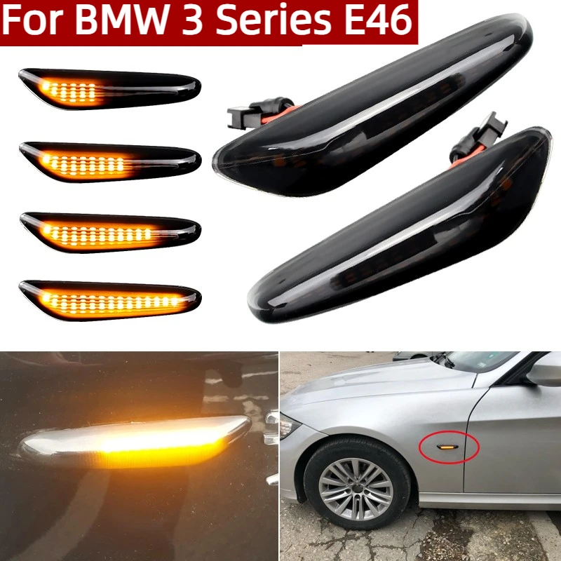 Fender LED Light For BMW 3 Series E46 Accessories 1998–2006,Flowing Turn Signal,High Brightness,Shock Resistant,Anti-Scratch