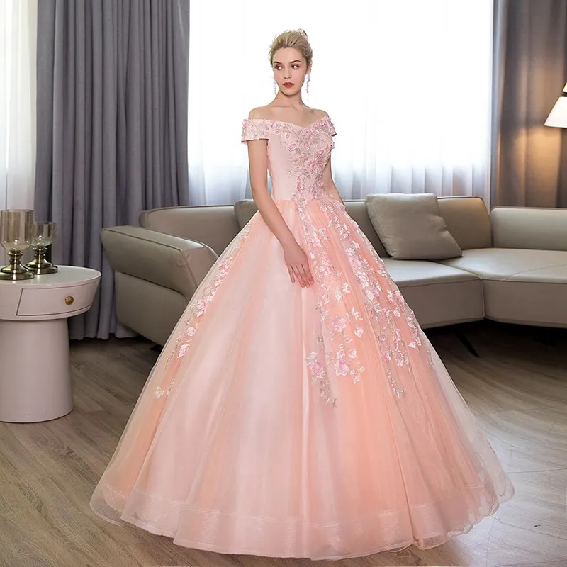 2024 Neue Quinceanera-Kleider, ärmellos, schulterfrei, Ballkleid, rosa Applikation, Prinzessin, Vestidos, Anos, Quinceanera, individuell