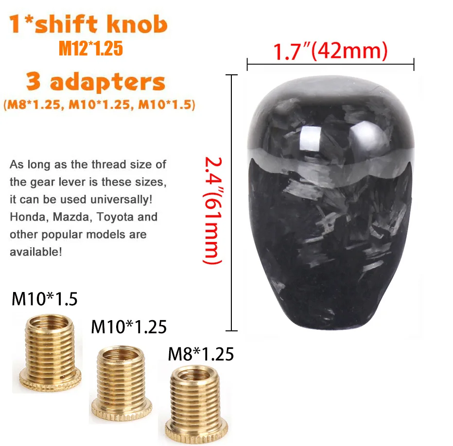 Universal Carbon Forged Fiber Car Gear Shift Knob Manual Transmission Automatic Gear Shifter Lever Handball For Man Gift