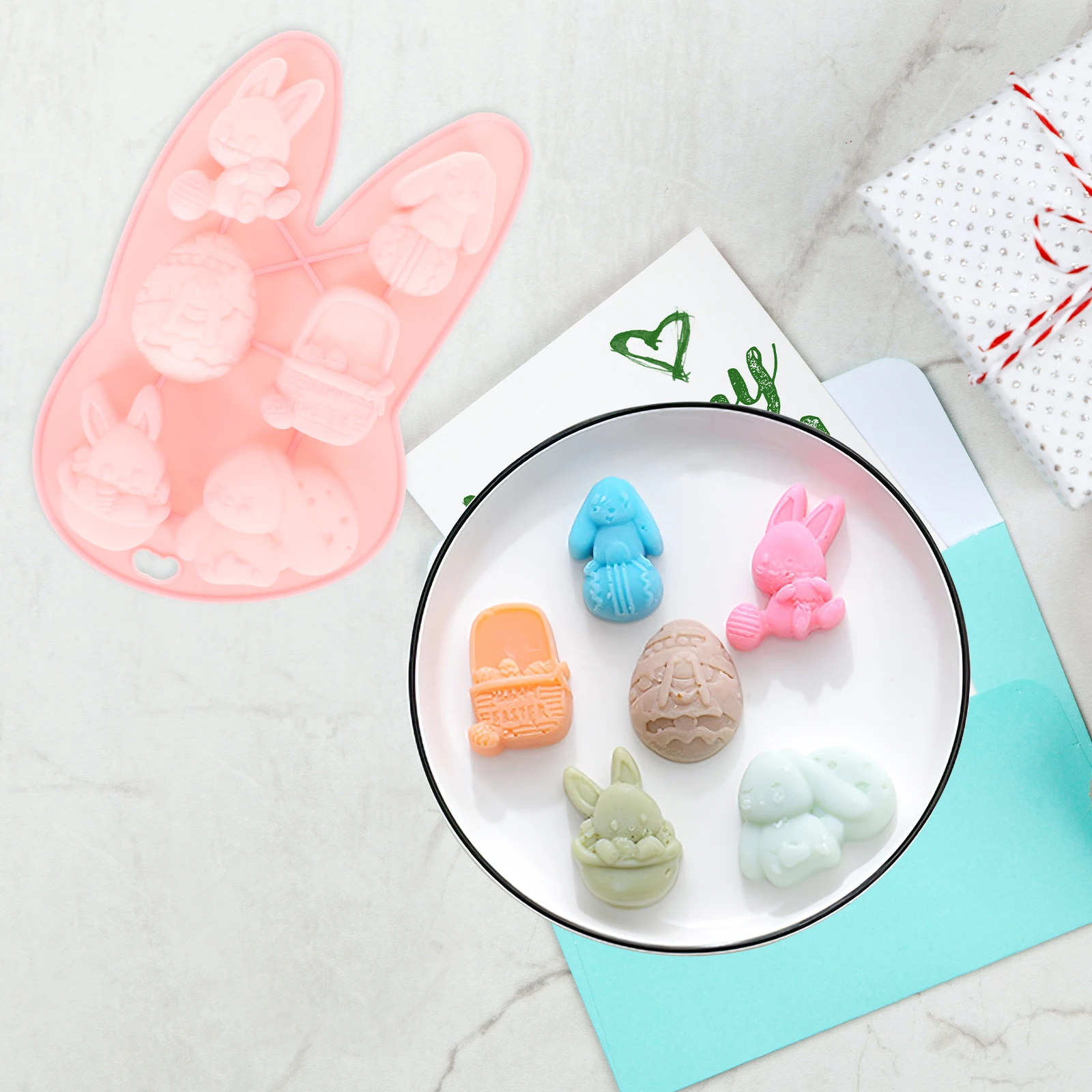 

3 Pcs Rabbit Head Silicone Mold Blue Color Egg Shaped Baking Molds Chocolate Tools Easter Themed Cookies Gifts