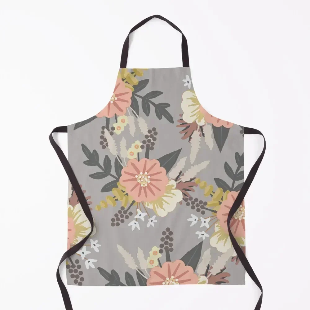

Gray and Pink Floral Apron Home Supplies Art Kitchen For Man Kitchens Accessories Apron