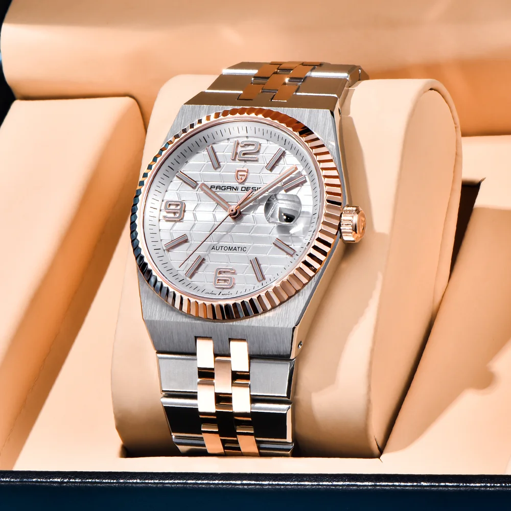 PAGANI DESIGN New Men's Automatic Mechanical Watch Stainless Steel 100m Waterproof Business Men's Watch Exquisite Gift Box