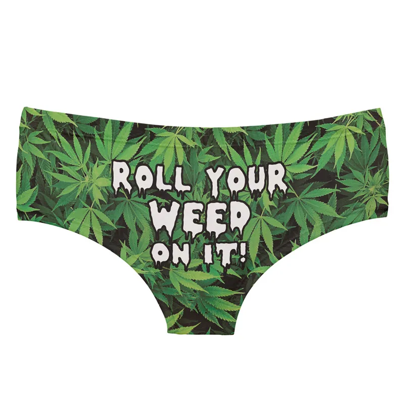 3D Panties Underwear Lovely Roll Your Weed Funny Print Kawaii Women Push Up Briefs Lingerie Thong For Female