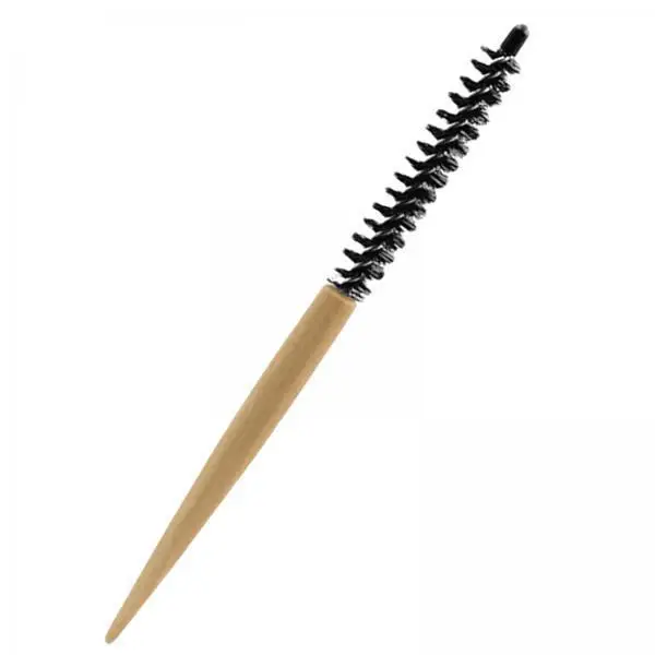 Small Round Hairbrush Heat Resistant Wood Nylon Mini Comb for Hair Styling Bangs Curls and Beard Care