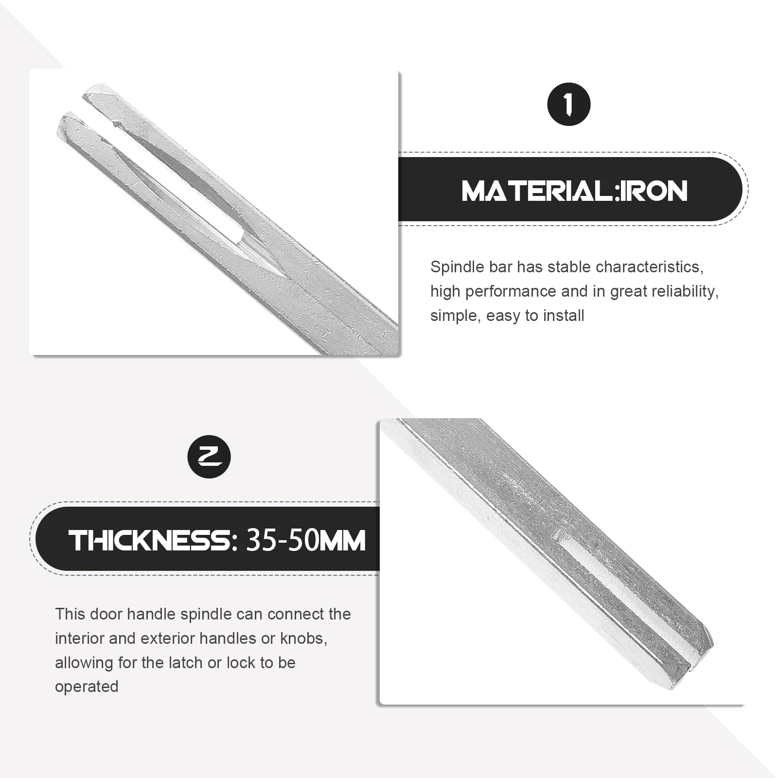 

Door Handle Spindle Bar 8x8x100mm Square Drive Shaft Silver Spare Part for Old Knob Replacement Door Lock Accessories