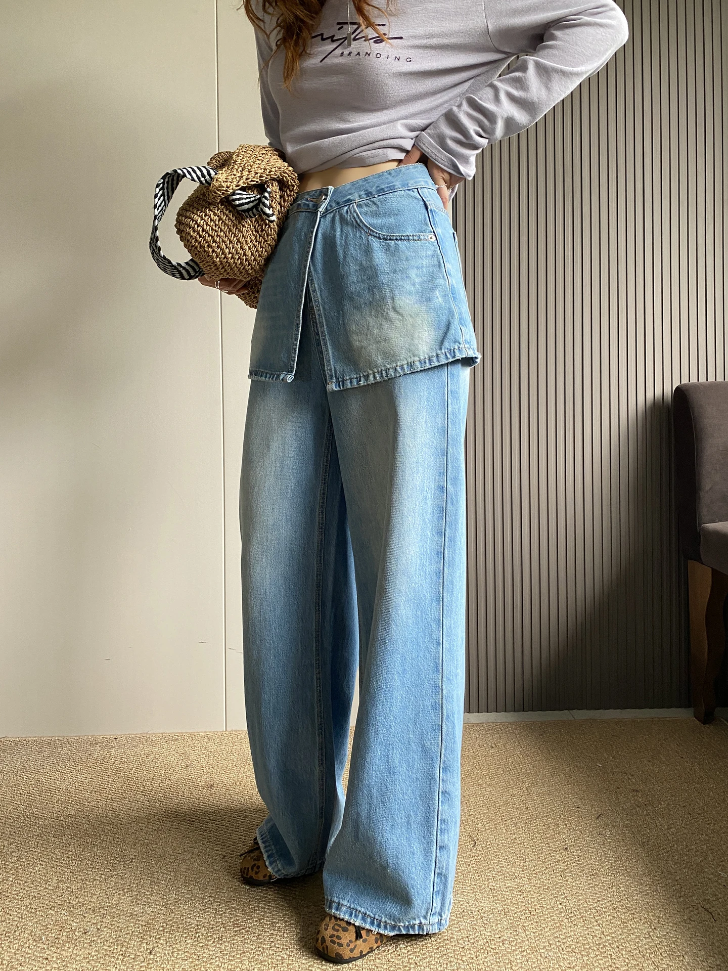 

Женские джинсы с широкими штанинами, съемные, с высокой талией, свободного кроя, в пол, прямого силуэта, модный тренд Весна 2026