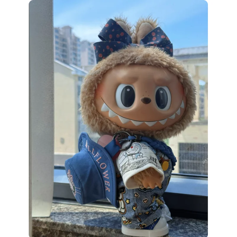 

For Doll Clothes Suitable For 38cm Labubu Wearing Mokoko King Doll Clothes Doll Accessories Replacement Clothing Blue Overalls