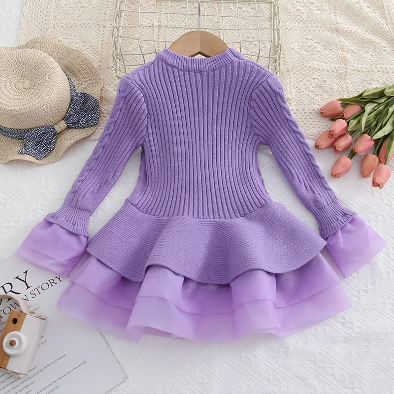 2024 Girls Sweater Dresses Christmas Costumes Carnival Dress Up 2-8 Years Old Fashion Outfit Children Birthday Party Dresses