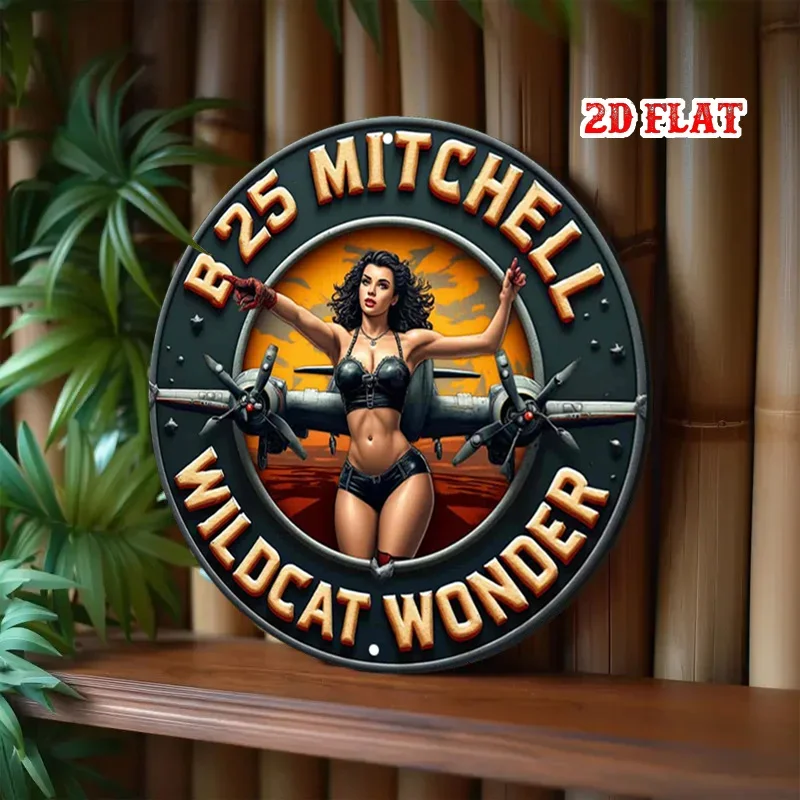 2D flat circular signage - vintage wall decoration - Wildcat miracle design tin hanging paintings, perfect room decoration