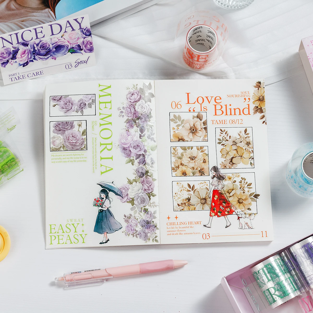 6 لفات/صندوق شريط لاصق من سلسلة إنجليزية كلاسيكية إبداعية، مناسب لتزيين أجهزة الكمبيوتر المحمول وصندوق الهدايا، عصري وجميل