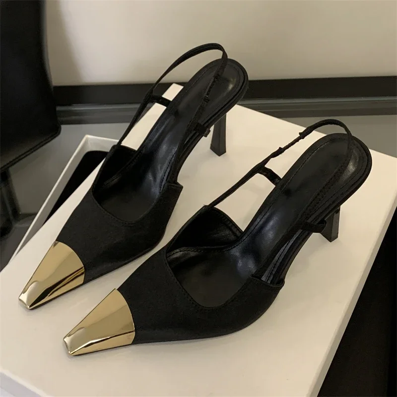 Eilyken Street Style Pointed Toe Women Pumps Fashion Slingbacks Thin High Heels Elegant Stripper Prom Ladies Sandals Shoes image 6