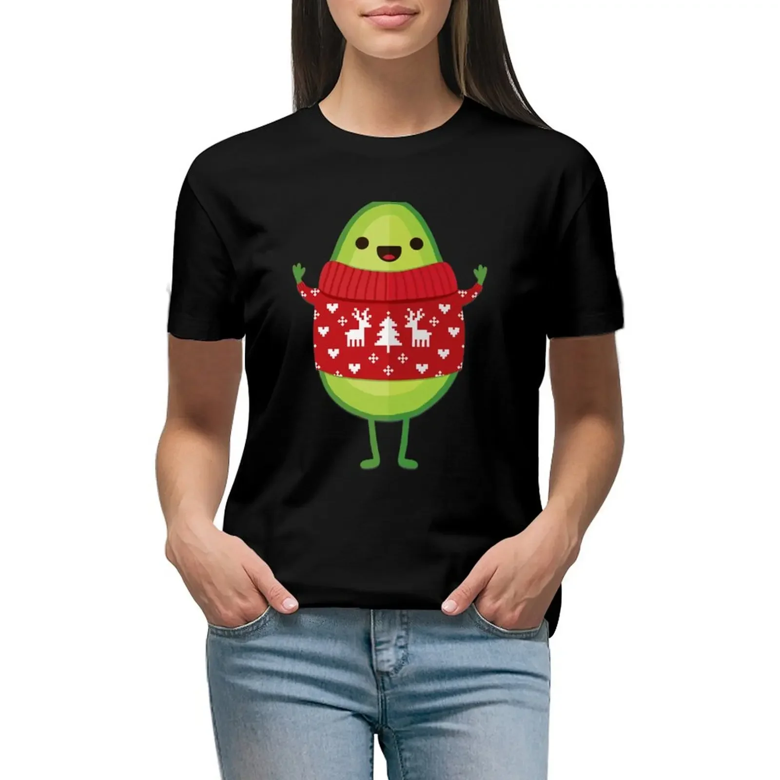 

Avo Merry Christmas! T-Shirt plus size tops funnys summer clothes cute t-shirts for Women