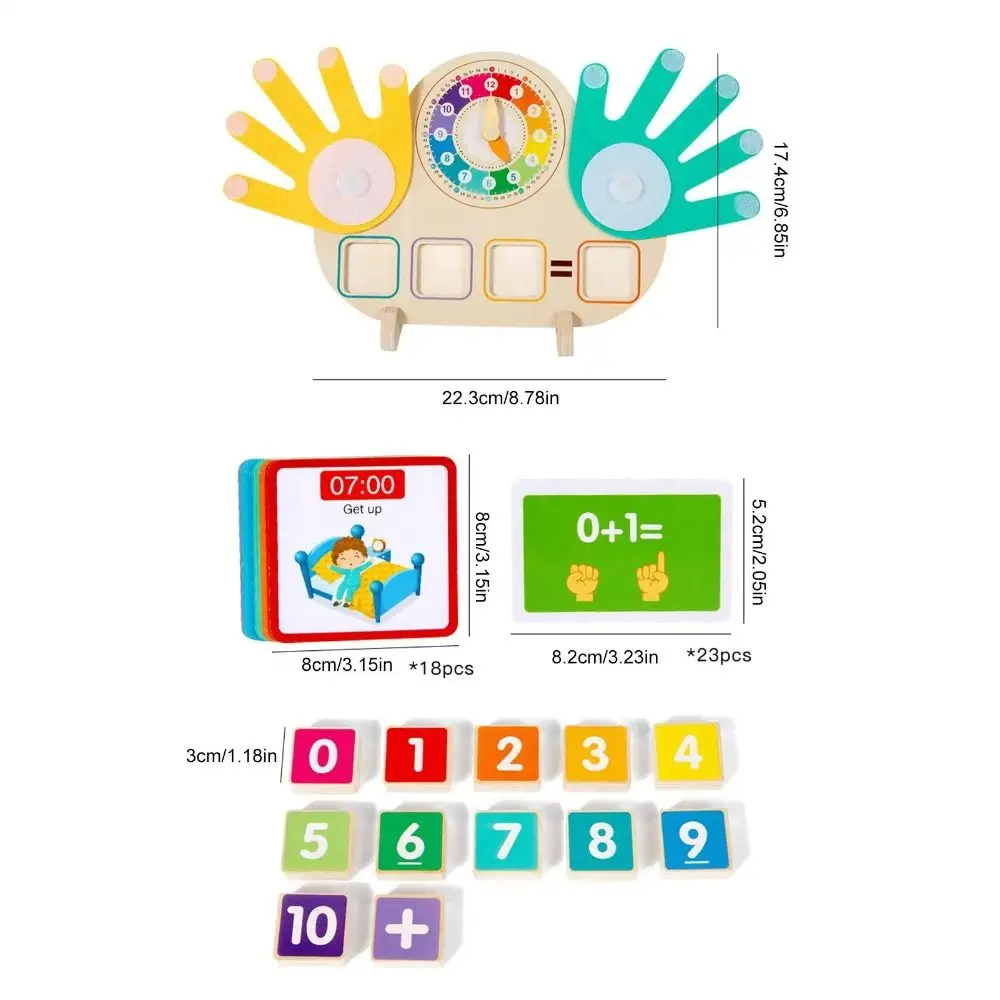 Montessori Clock Finger Operation Puzzle Educational Toys Clock Finger Numbers Math Colorful DIY Children Counting Toys