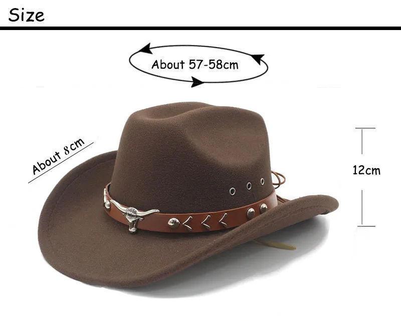Vintage grenzüberschreitender Western-Cowboyhut Big-Edge Gentleman Cowgirl Jazz Hüte Feiertage Party Cosplay Cap Sombrero Hombre – Detail 1