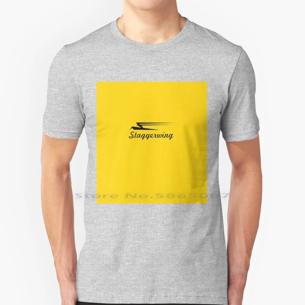 Staggerwing T Shirt 100% Cotton Staggerwing Biplane Golden Era Vintage Logo Airplane Pilot Historical Big Size 6xl Tee Gift