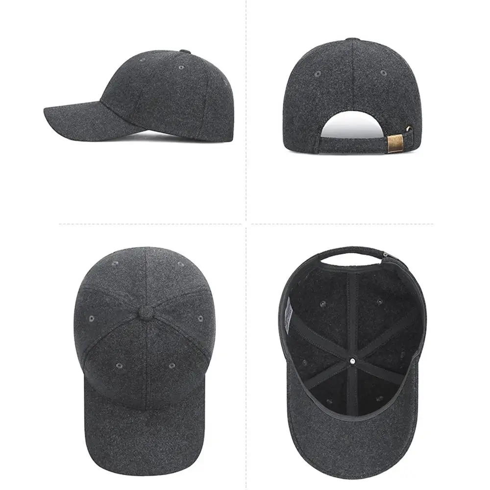 Chapeau coupe-vent en langue de canard pour l'extérieur, chapeau à rabat en feutre de laine, boucle réglable, à bords longs, Vintage, Simple et épais, casquette de Baseball