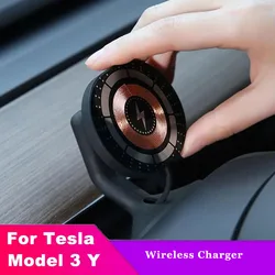 For Tesla Model 3 Model Y Wireless Charger Magnetic Phone Mount Adsorbable For iPhone Smart Phone Car Phone Holder Masts