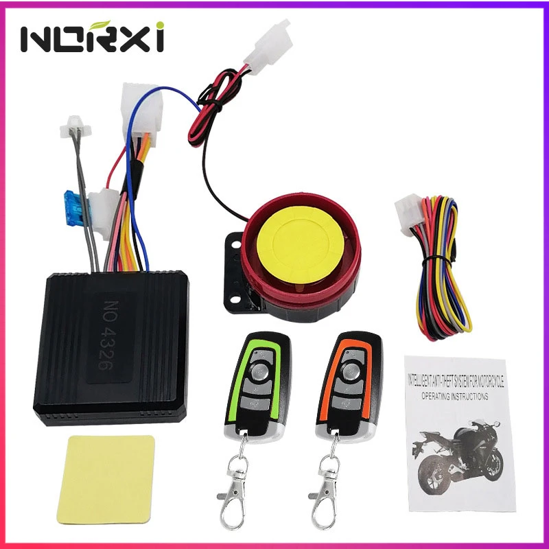 Motorcycle Anti-theft 12V Universal Scooter Security Alarm System Engine Start Remote Control Key